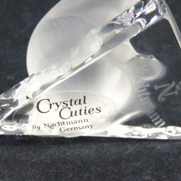 CRYSTAL CUTIES Frosted Glass Mouse on Clear Cheese Base Nachtmann Germany Vintag - Picture 10 of 10